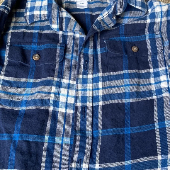 Old Navy Boys 8 Blue Plaid Button Down - Picture 2 of 4
